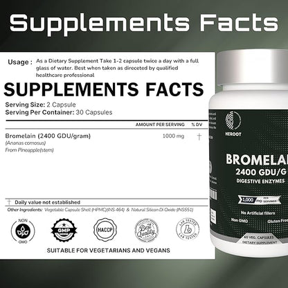 Bromelain 500mg | 2400 GDU/gram | Joint Support & Healthy Digestion | Non-GMO | Gluten Free 120 Capsules