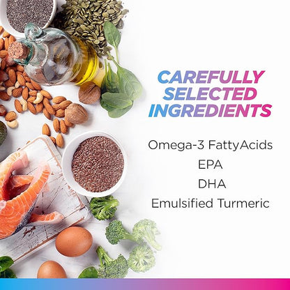 Livingood Daily Triple Omega 3 6 9 Supplement Plus Turmeric Curcumin, DHA & EPA, Fish Oil Supplements for Brain & Heart Health and Joint Support, Advanced Absorption, Gluten Free, Non GMO, 60 Softgels