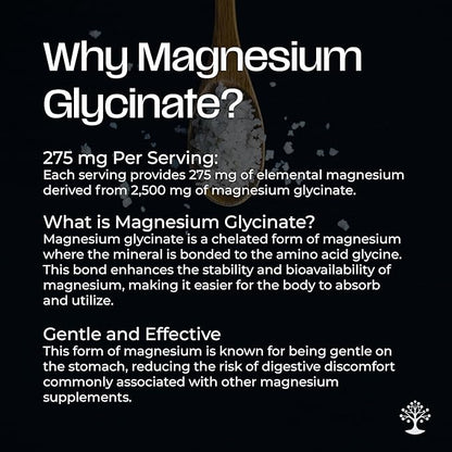 Magnesium Glycinate - High Absorption Magnesium Supplement for Sleep, Relaxation - Chelated - Gluten Free - 120 Vegan Capsules