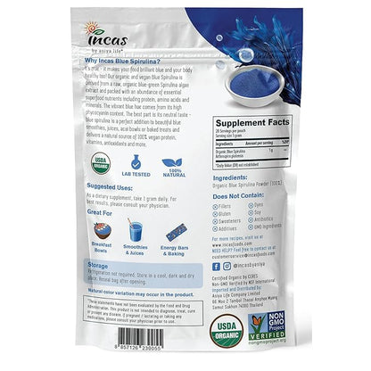 USDA Organic Blue Spirulina Powder (Phycocyanin Extract), No Fishy Smell, 100% Vegan Protein from Blue-Green Algae, 28 Servings, Natural Food Coloring for Smoothies, Baking & Drinks (1 Ounce)