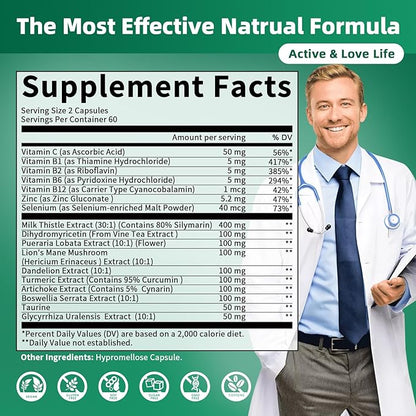 Liver Cleanse Detox & Repair - Strength Milk Thistle 30X Extract - Standardized and Concentrated 80% Silymarin w/Vitamin,95% curcuminoids & 17+Liver Health Nutrients to Revive & Thrive