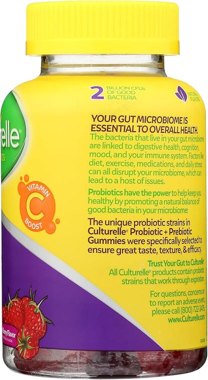 Culturelle Daily Probiotic Gummies for Women & Men, Berry Flavor, 52 Count, Naturally-Sourced Daily Probiotic + Prebiotic for Digestive Health, Non-GMO & Vegan
