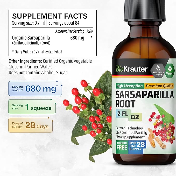 BIO KRAUTER Sarsaparilla Tincture 2 Fl. Oz. & Gotu Kola Tincture 2 Fl. Oz.
