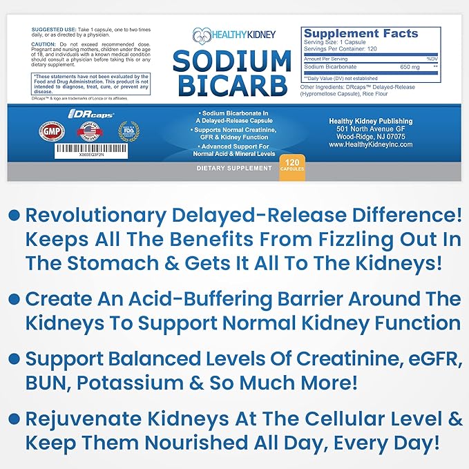 Kidney Shield Omega-3 Fish Oil & Sodium Bicarb 2 Pack Bundle Support Normal Kidney Function & Acid Levels