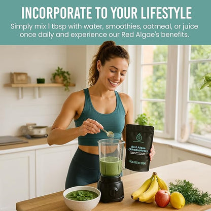 Holistic Bin Red Marine Algae Powder Gigartina and Dumontiacea Red Algae Supplements | Gluten Free, Vegan, Wild Harvested | Rich in Vegan Omega 3 (30 Grams)