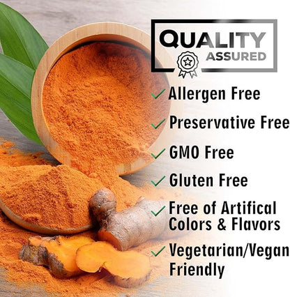 Turmeric Supplement Curcumin 2600mg - with Organic Ginger & Turmeric, BioPerine Black Pepper Extract 95% Curcuminoids - Advanced Absorption Antioxidant & Joint Support - Vegan - 120 Capsules