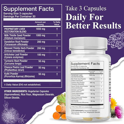 Liver Cleanse Detox & Repair Formula – Pure Health Liver Support with Milk Thistle, Artichoke & Dandelion Root for Fatty Liver & Liver Health Herbal Detox Supplement Capsules (60 Count)