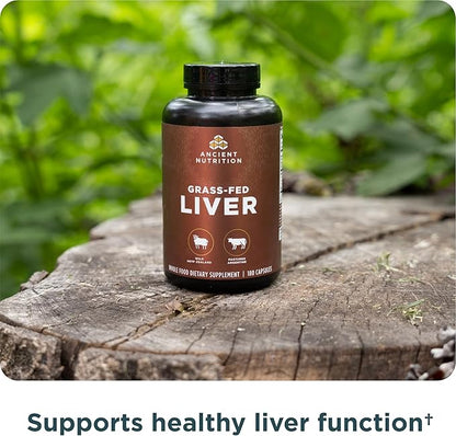 Ancient Nutrition Organ Supplements, Grass-Fed and Wild Organ Complex Capsules, Beef & Lamb Liver, Supports Healthy Blood, Gut, and Liver, 180 Ct