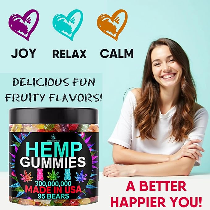 Hemp Gummies Sleep Relaxation Edibles-Natural Fruity Flavors Gummy Bears for Bedtime-Advanced Hemp Oil Infused-Made in USA