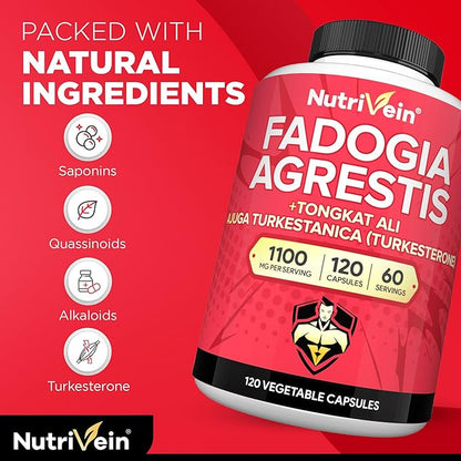 Nutrivein Premium Zinc Picolinate & Fadogia Agrestis and Tongkat Ali Supplement Bundle: Tongkat Ali Fadogia Agrestis & Zinc Picolinate Supplements for Fitness, Vitality, and Overall Wellness