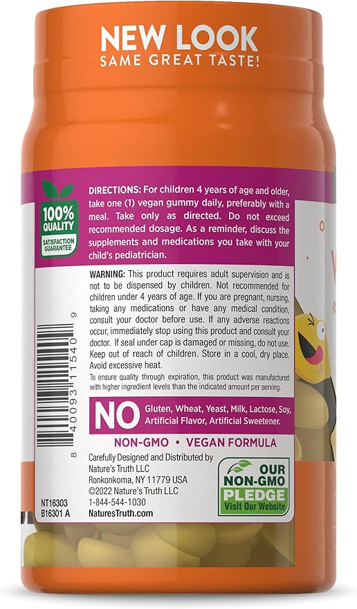 Nature's Truth Vitamin C Gummies for Kids | with Zinc | 60 Count | Vegan, Non-GMO & Gluten Free