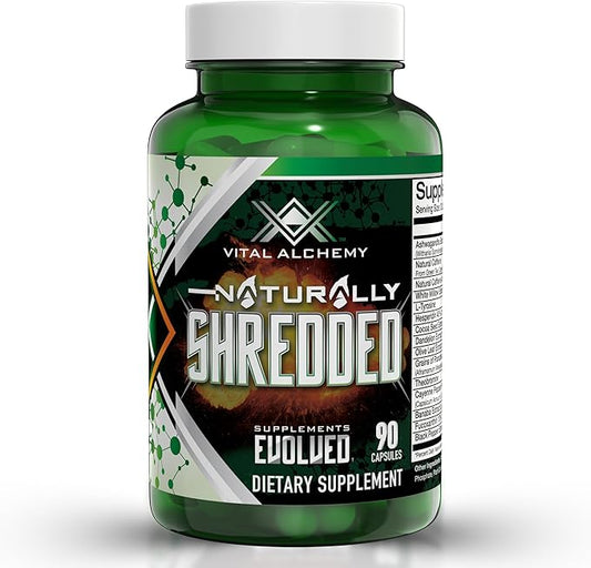 Vital Alchemy Naturally Shredded Ashwagandha Supplement for Men & Women with KSM-66, Theobromine, Dandelion, L-Tyrosine, Caffeine – Supports Mood, Cortisol, Keto & Weight Management – All-in-One