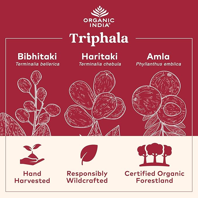 Organic India Triphala - Herbal Supplement with Amla, Bibhitaki, Haritaki, Digestion & Colon Support, Immune System Support, Adaptogen, Vegan, USDA Certified Organic - 1 lb Bag