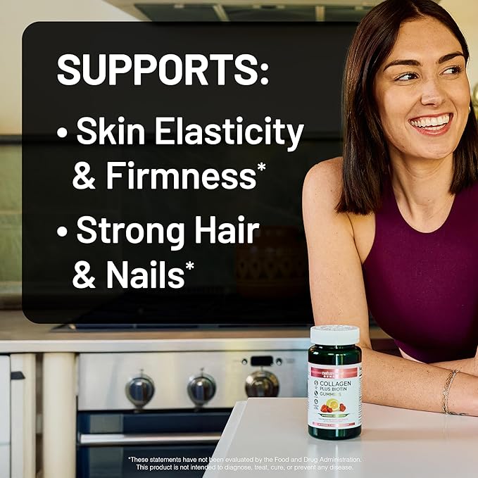 NatureWise Collagen Gummies - Hydrolyzed Collagen Gummies - Type 1 & 3 Peptides for Women + Biotin, Vitamin C, E, & Zinc for Hair Skin and Nails Support - 90 Count[45-Day Supply]