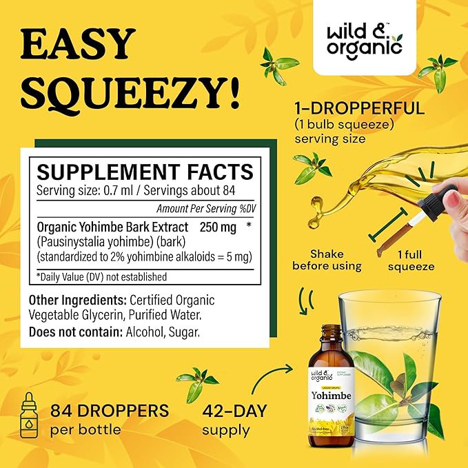 Wild & Organic Yohimbe Tincture 2 fl oz & Pine Pollen Tincture 2 fl oz
