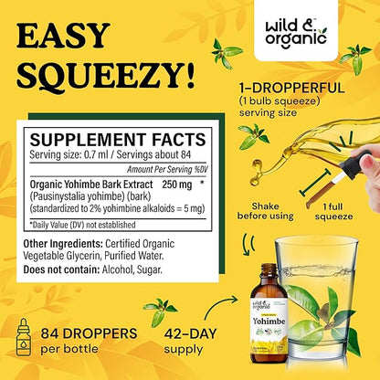 Wild & Organic Yohimbe Tincture 2 fl oz & Pine Pollen Tincture 2 fl oz