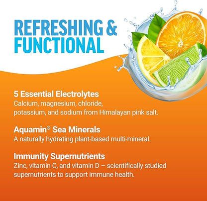 Force Factor Liquid Labs Immunity Electrolytes Powder & Immune Support Supplement,Hydration Packets with Immunity Vitamins,Electrolytes,Minerals,& Antioxidants,Fresh Citrus Flavor,20 Stick Packs