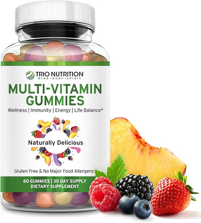 TRIO NUTRITION Premium Naturally Delicious Daily Multivitamin Gummies for Men & Women| No Major Food Allergens |Gluten Free | No High Fructose | Essential Vitamins & Minerals - Zinc*