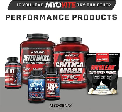 Myogenix Myovite Multivitamins for Athletes - High Performance Vitamins for Men and Women Athletes, Daily Vitamins for Optimum Nutrition, Muscle Function, and General Health, 44 Packets per Box