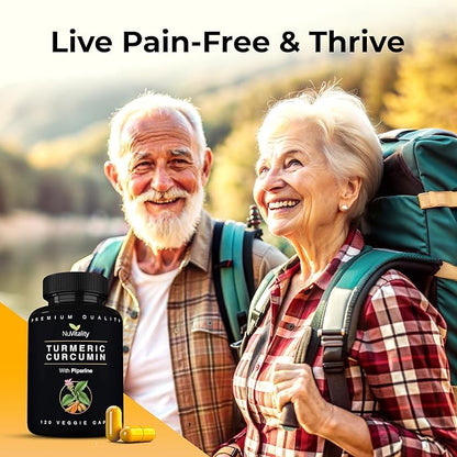 Turmeric Curcumin with Black Pepper Extract (Piperine) - 120 Veggie Tumeric Capsules - Premium 95% Standardized Curcuminoids - High Absorption & Potency - Joint Support Supplement
