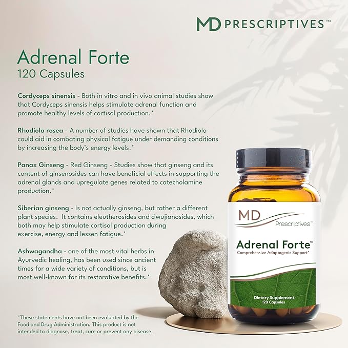 Adrenal Forte - Adrenal Support Supplement* with Ashwagandha & Rhodiola - 120 Capsules