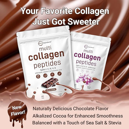 Multi Collagen Protein Powder, 2lbs – Hydrolyzed Collagen Peptides | Type I,II,III,V,X with Biotin 10000mcg, Hyaluronic Acid, Vitamin C – Unflavored – Keto & Paleo Friendly, Easy Dissolve, Non-GMO