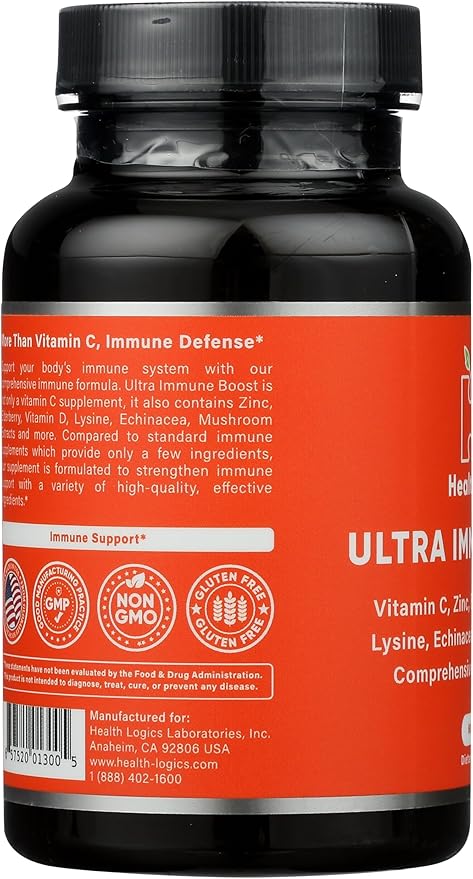 Health Logics Fortify! Capsules with Vitamin C, Zinc, Elderberry, Vitamin D, Lysine, Echinacea, and Mushroom Extracts for Powerful Antioxidant Immune Support, 60 Veggie Caps