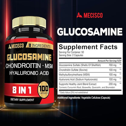 7000mg Glucosamine Chondroitin MSM with Immune & Joint Support Supplement - Support Bone, Joint Health, Immune System & Overall Health - 100 Capsules