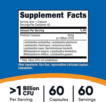 Nutricost Probiotic Complex (>1 Billion CFU) 60 Capsules - Gluten-Free, Non-GMO