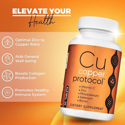 Copper Supplement with Zinc, Selenium, Boron, Molybdenum, and Vitamin C | Copper Protocol for Men & Women | Supports Joint Health | Essential Minerals for Daily Wellness | 90 Tablets