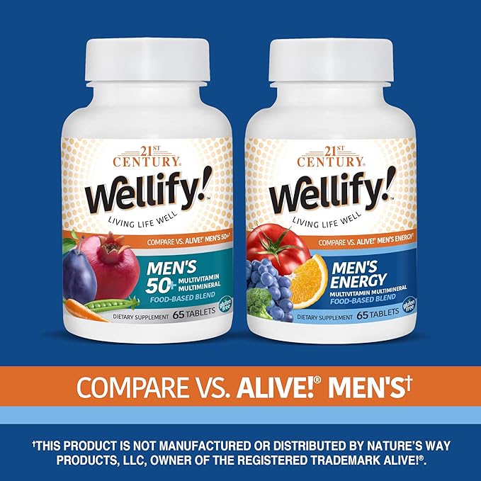 21st Century Wellify Men's Energy Multivitamins with Minerals, 65 Count (Pack of 2)