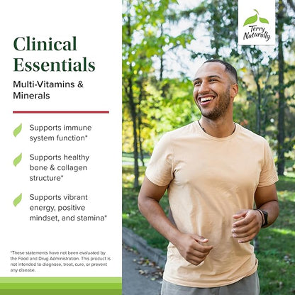 Terry Naturally Clinical Essentials - Supplement to Aid Bone, Cardiovascular & Immune Health - Supplement with Chelated Minerals - Supplement with B-Vitamins & Vitamin C - 120 Tablets