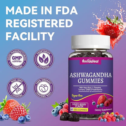 Ashwagandha Gummies 3000mg - Stress Relief & Increased Energy - Ashwagandha Supplements for Women & Men - Natural Mixed Berry Flavor (120 Count)