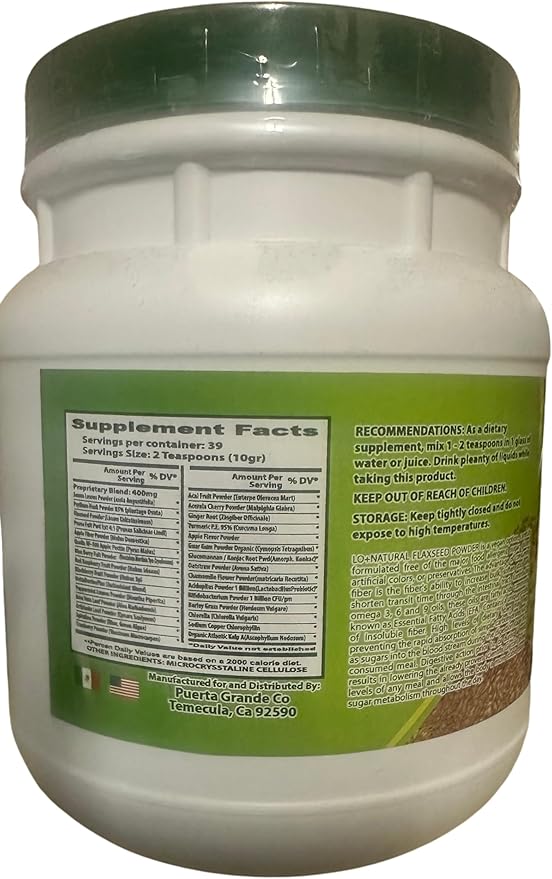 Linaza con Nopal Forte (1LB) 100% Natural Blend of Ground Linaza - Nopal Cactus Powder Mix Extremely Effective Flaxseed & Nopal Powder Mix 16oz Dietary Supplement