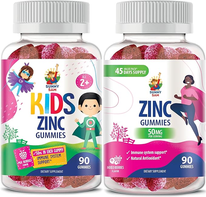 Zinc Gummies for Adults & Zinc Gummies for Kids. Zinc Chewable Gummy for Immune Support - Powerful Natural Antioxidant Non-GMO Supplement for Children Men Woman Adults