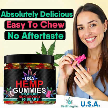 Hemp Gummies Sleep Edibles for Peace and Relaxation-High Potency Pure Extra Strength Hemp Oil-Made in USA