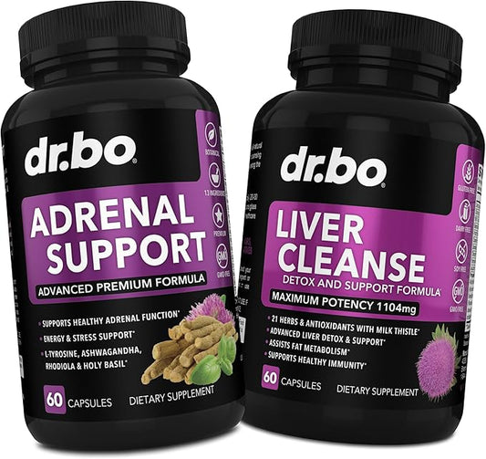 Adrenal Support Cortisol & Liver Cleanse Detox Supplement - Adrenal Fatigue Supplements for Cortisol Health - Liver Gallbladder Care Formula Capsules & Natural Milk Thistle Dandelion Supplements