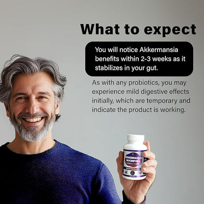 Delayed Release Akkermansia GLP-1 Probiotic with Berberine and Soluble Beta-Glucan Prebiotic Fiber; 3 Billion AFU, 60 Capsules, for Gut Health Support