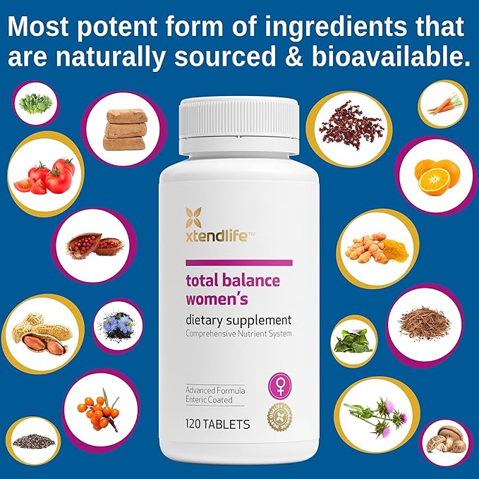 Xtendlife Total Balance Women's Standard Daily Multivitamin - 70+ Bio Active Ingredients for Immune, Heart, and Cellular Support - 30 Day Supply