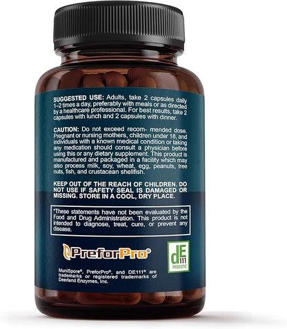 Premium 4-in-1 Probiotic Prebiotic, Postbiotic & Digestive Enzymes for Men & Women – Supports Gut, Digestion & Immunity –Complete Gut Health with Pre, Post, Probiotics & Digestive Enzymes–60 Capsules