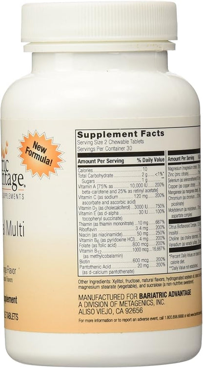 Bariatric Advantage Essential Multivitamin Without Iron - 200 DV of Key Nutrients - Trace Mineral Support* - Multivitamins for Bariatric Patients - Orange - 60 Tablets