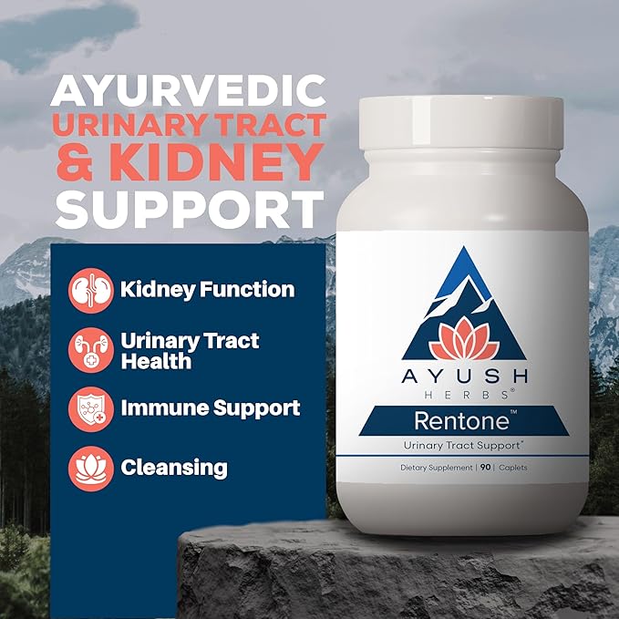 Ayush Herbs Rentone - Kidney Support Supplement with Cranberry, Kidney Cleanse Pills for Women & Men, Urinary Health & Bladder Function - 90 Vegetarian Capsules (1 Count)