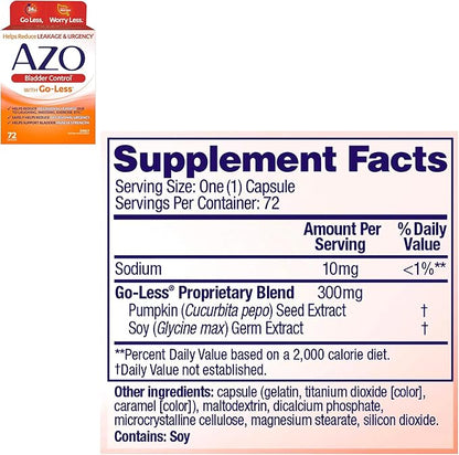 AZO Cranberry Pro Urinary Tract Health Supplement 600mg PACRAN, 1 Serving = More Than 1 Glass of Cranberry Juice 100 CT + Bladder Control with Go-Less Daily Supplement, 72 Count