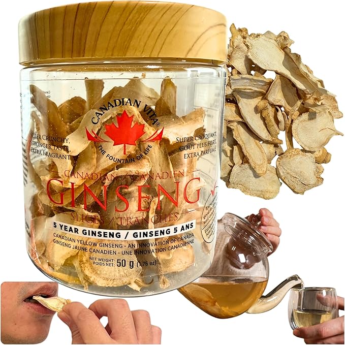 Canadian Ginseng Root Slices - Chew Raw/Make Ginseng Tea - Energy/Immunity/Focus