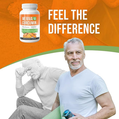 NERVE RENEW Meriva Curcumin 500mg with Bioperine Antioxidant Boost Nerve Support Supplement - 30 Capsules