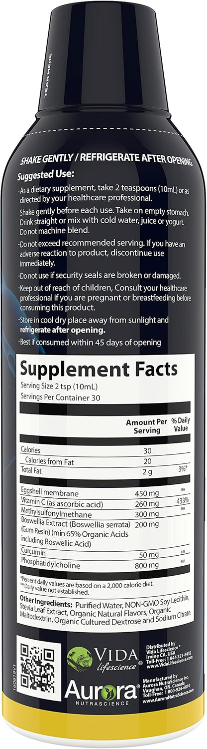 Aurora Nutrascience Micro-Pack Liposomal exoFlex+ with Vitamin C, Supports Joint Flexibility & Function, BiovaFlex Eggshell Membrane, Curcumin & Boswellia, Strwaberry, 30 Servings, 10 fl oz