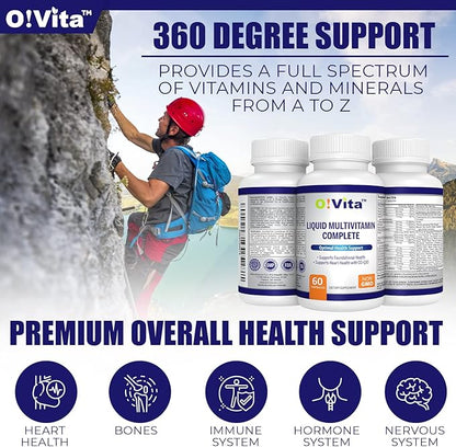 Liquid Multivitamin Complete, with a Full Spectrum of Vitamins and Minerals, Plus 42 Fruits and Vegetable Proprietary Blend, Easy Absorption (60 Vegan Liquid Filled Capsules)
