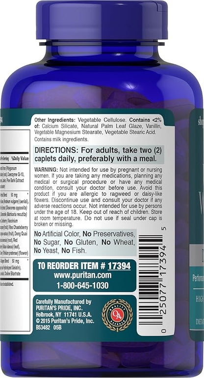 Puritan's Pride Ultra Woman 50 Plus High Potency Performance Time Release Daily Multivitamin with Zinc, Supplement to Support Healthy Aging and Cellular Energy Production, 2 Month Supply, 120 Count