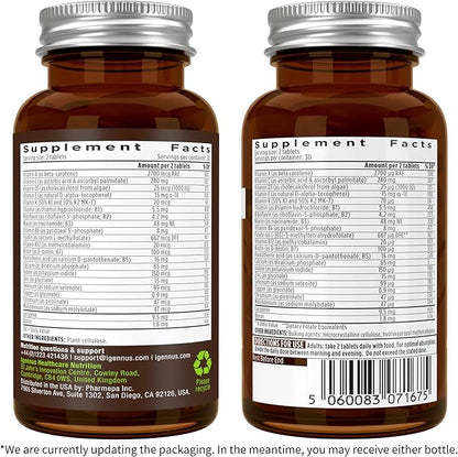 Igennus Methylated Men's Multivitamin, MTHFR Supplement with Active B-Vitamins, 22 Highly Bioavailable Nutrients, Multivitamin for Sustained Release, Clean Label, Non-GMO & Halal 60 Tablets