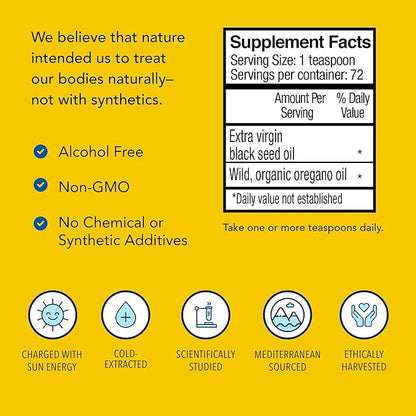 North American Herb & Spice Black Seed Oil - 12 fl oz - Digestive & Immune Support - Contains Oreganol P73 Oregano Oil & Rosemary Oil - Non-GMO - 72 Servings